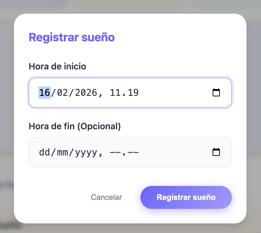 Entrada detallada de sueño